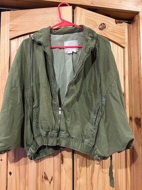 Anthropologie Olive Green Hooded Utility Jacket